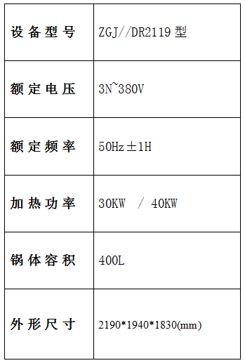 焯煮、油炸設備參數
